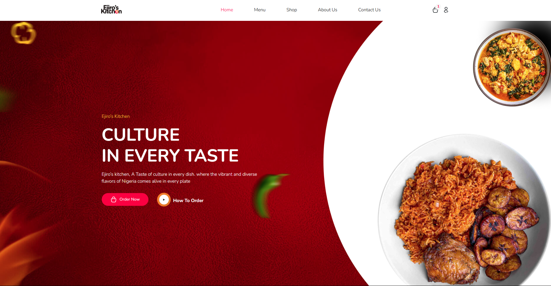 Ejiro's Kitchen product interface