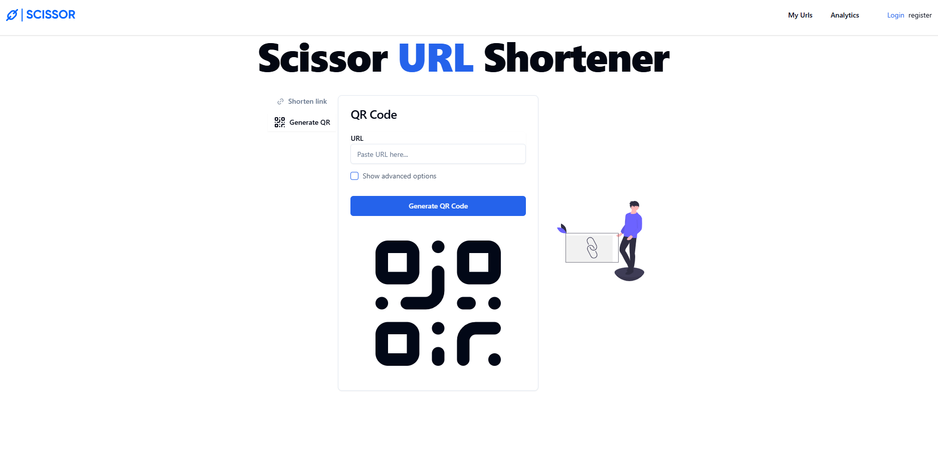 Scissor URL Shortener product interface